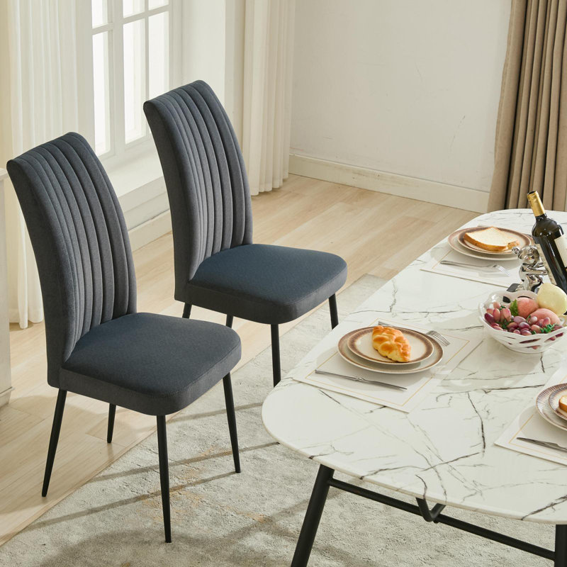 Ensemble de 2 chaises de salle à manger réglables en velours gris foncé, Gris foncé