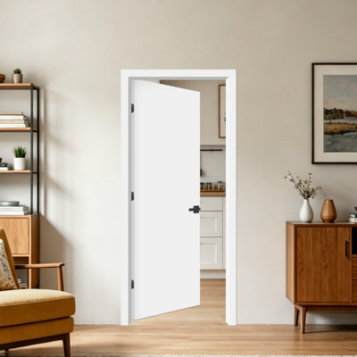 Pas d'assemblage requis Porte pré-suspendue en bois manufacturé à noyau solide blanc apprêté avec cadre 4-9 / 16 po