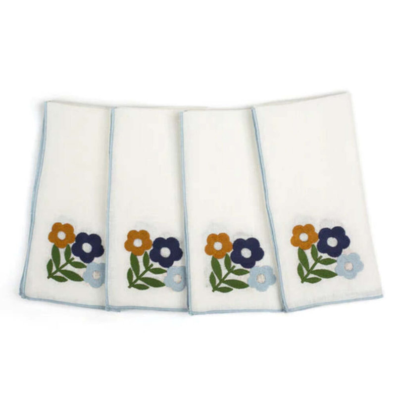 Floral Square Napkins, Blue