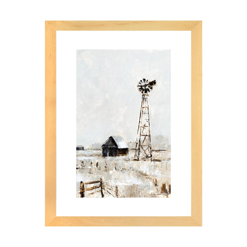 «Rustic Prairie II» par Ethan Harper - reproduction d'art, H 32 po x l 24 po x P 1 po, Toile avec cadre en bois beige, Blanc