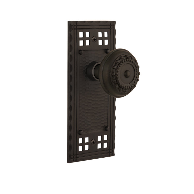 Craftsman Plate with Meadows Door Knob, Oil-Rubbed Bronze, 2.75"
