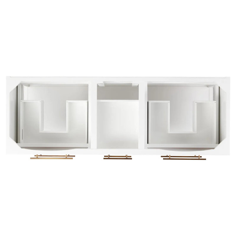 60" Robertson Double Bathroom Vanity Set with Oval Undermount Sinks, Black, 8" Widespread, Feathered White Quartz