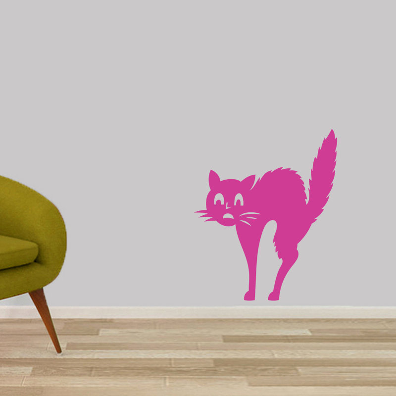 Décalcomanie murale effrayé-chat, Rose vif