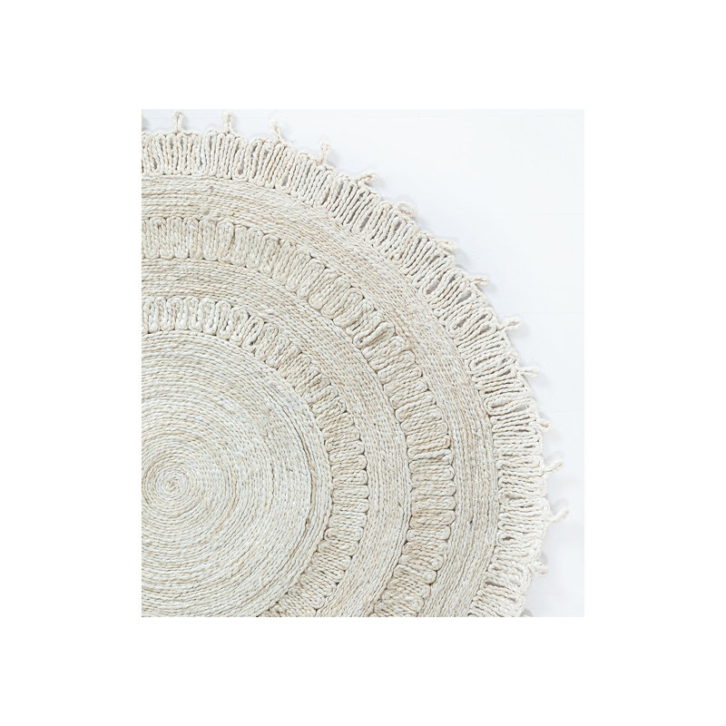 Medallion Jute / Sisal Area Rug in White, Round 10'
