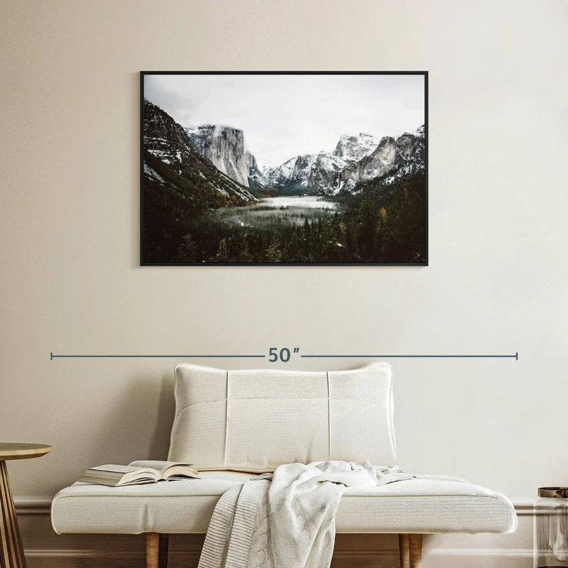Yosemite Winter Magic, Cadre flottant noir, 37 po x 25 po