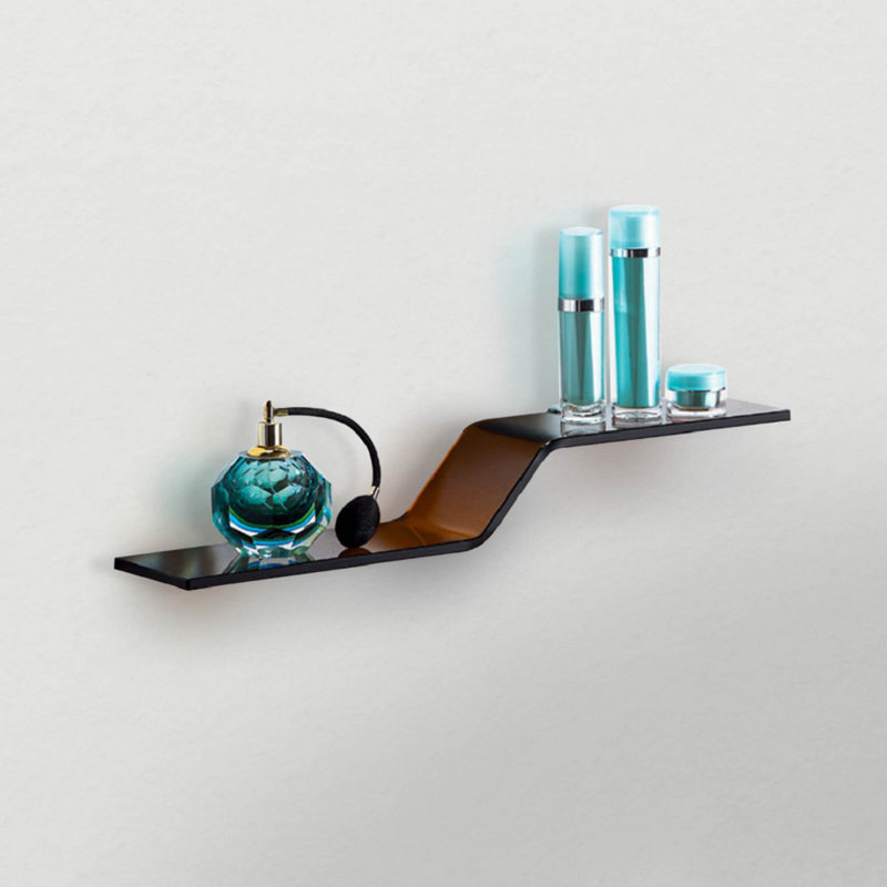 Poseidon Glass Floating Shelf with Adjustable Shelves, Brown