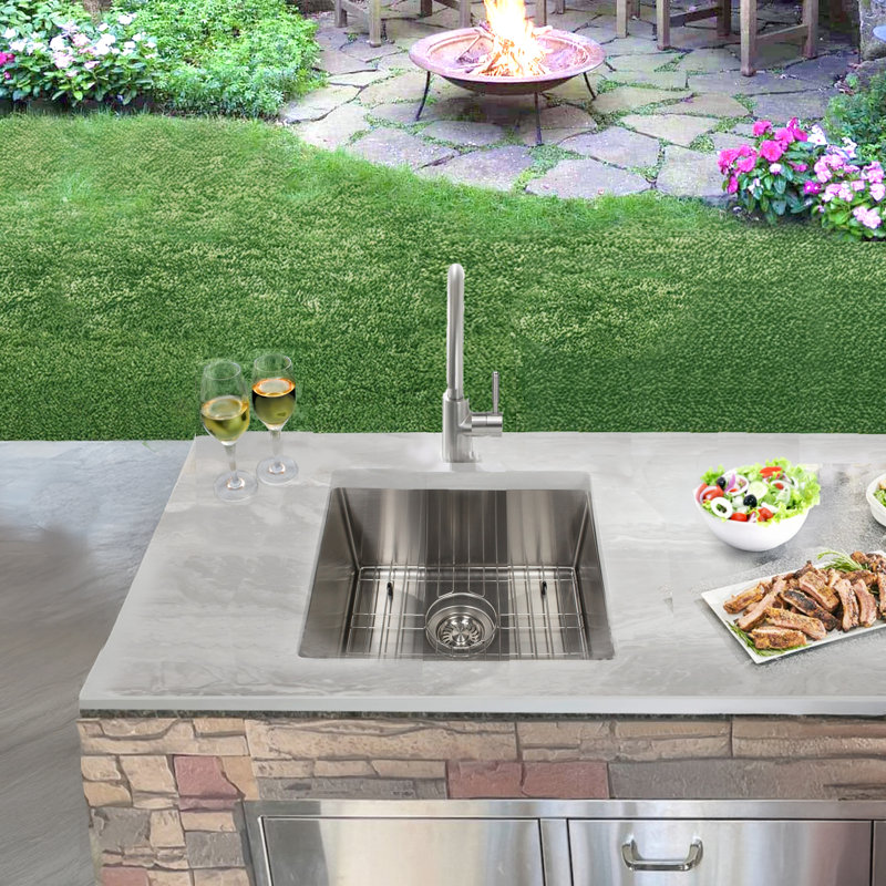 Nantucket Sinks' AW1919-16  All Weather Prep-Station Single Bowl Undermount Stainless Steel Entertainment Sink