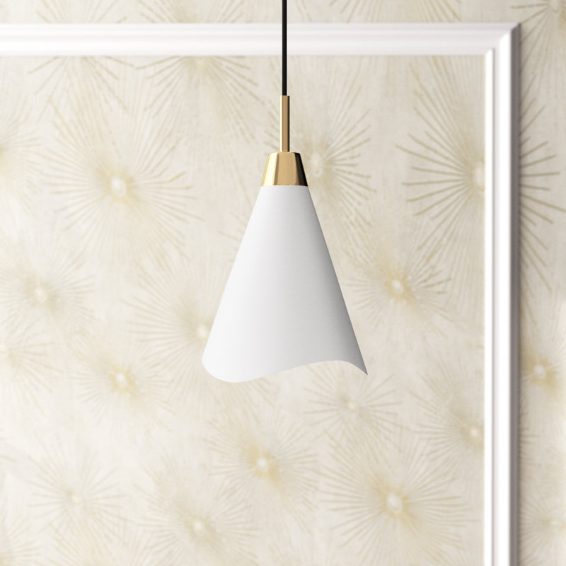 Gertrude 1 - Light Unique/Statement Pendant, 18" H x 12" W x 12" D, Matte White/Burnished Brass