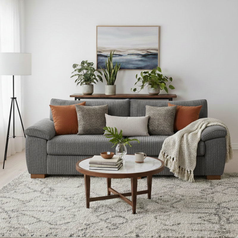 3 Seater Corduroy Sofa, Grey