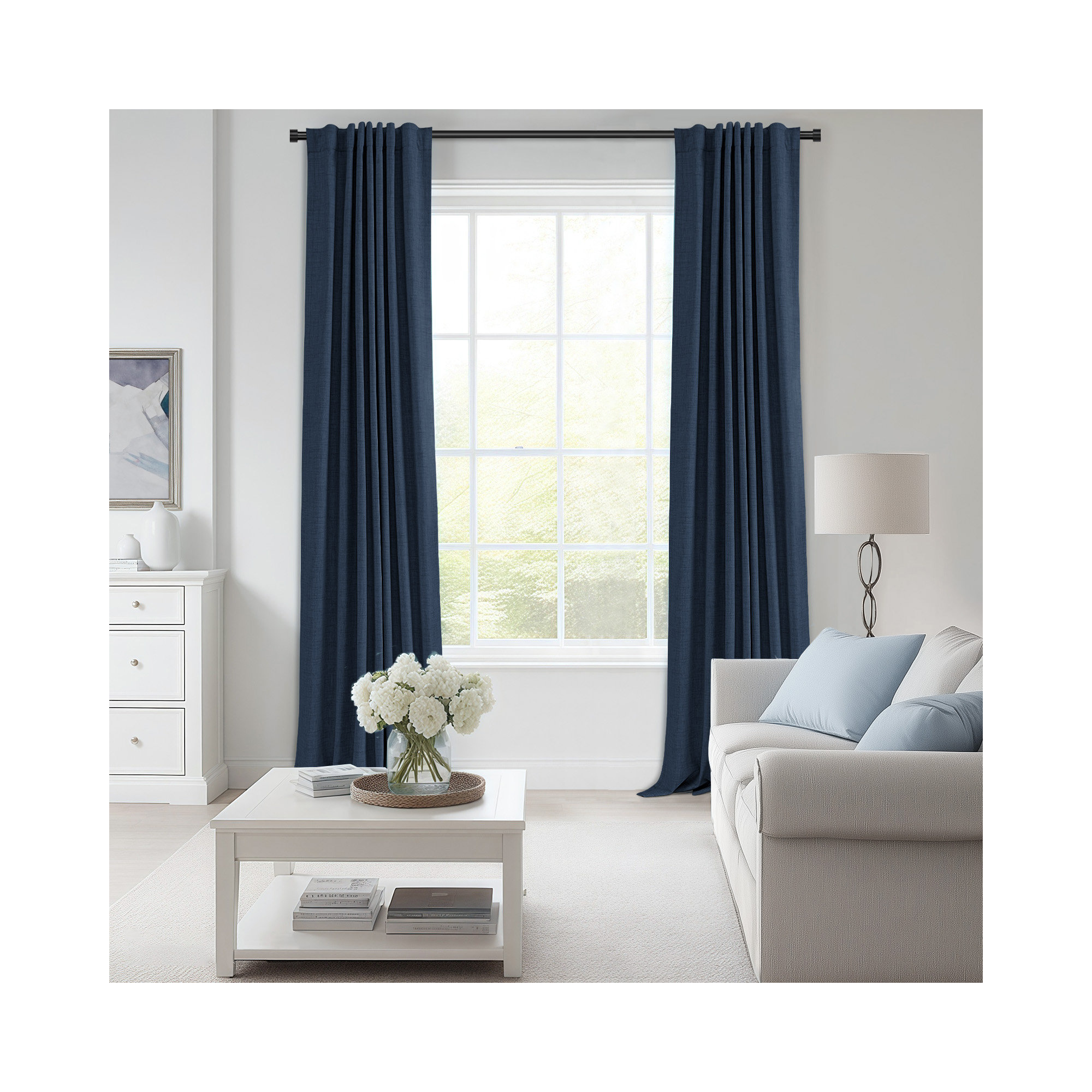 Graciella Thermal Insulated Faux Linen Textured 100% Blackout Curtains for Bedroom Living Room Back Tab/Rod Pocket
