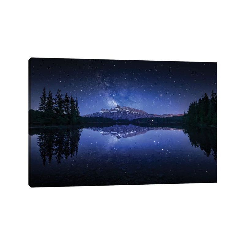 Perfect Two Jack Lake Reflection by Jesús M. García - Painting on Canvas, Wrapped Canvas, 20.32cm H x 30.48cm W x 1.9cm D