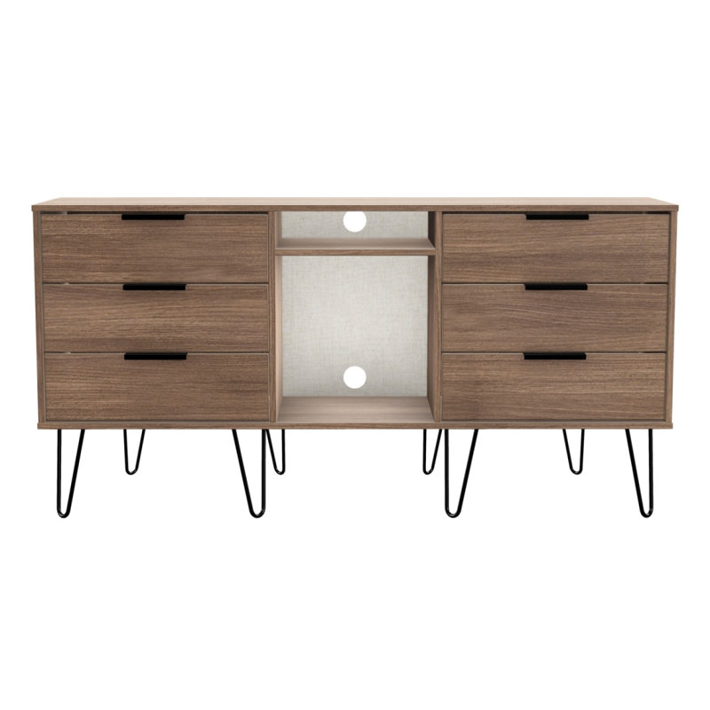 Fully Assembled Myakka 152 Cm Wide 6 Drawer Sideboard, Walnut