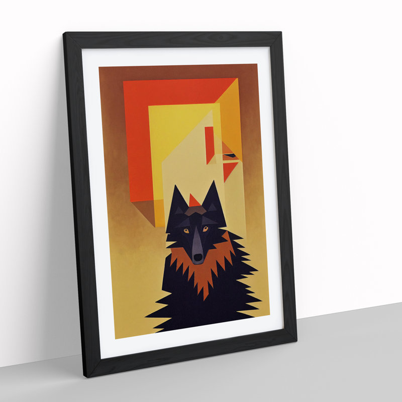 XV1022-5246X Wolf Art No.3 - Single Picture Frame Print, 64cm H x 46cm W, Black Framed