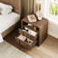 Ensemble de chambre à coucher 4 pièces à grain de bois moderne avec lit plateforme, commode à 5 tiroirs et table de chevet * 2, double, brun-132272590-132272593-132272594