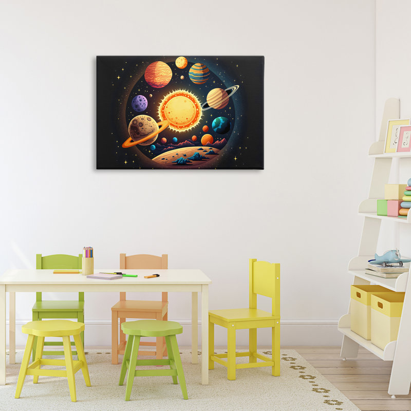 Round Cosmic Solar System Canvas, design by Creative Studio, 20" H x 30" W