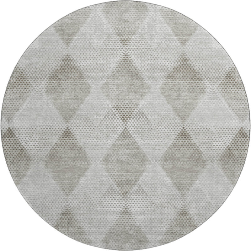 Premium Machine Washable Cerrito Amf539 Gray Rug, Round 8'