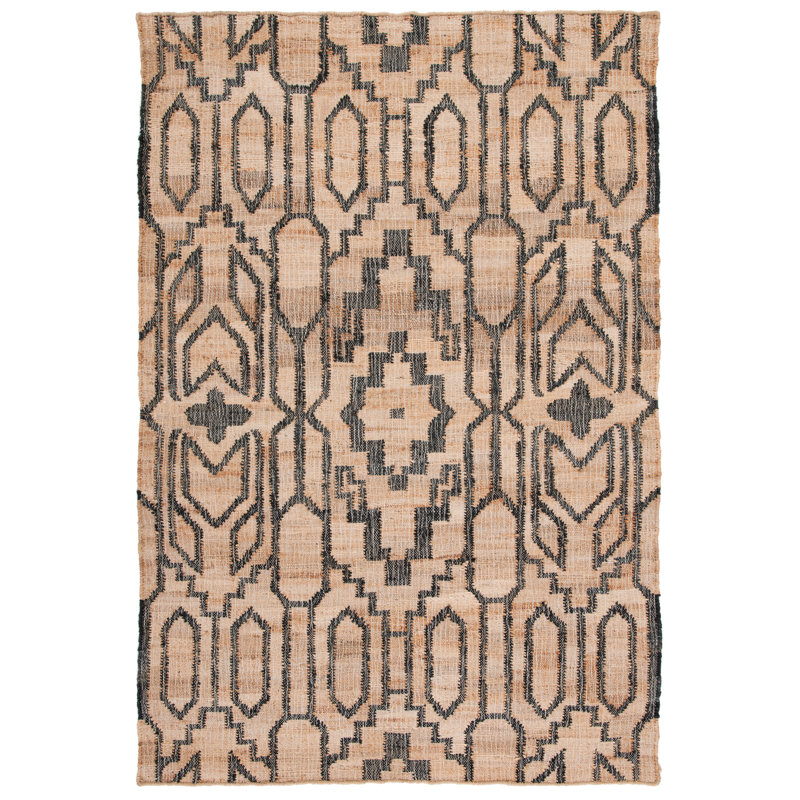 Augst Natural Fiber Flat Weave Jute Southwestern Rug, Rectangle 3' x 5'