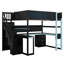 Lit mezzanine en bois avec escalier de rangement, bureau, tablettes et panneau perforé, style Esports peu encombrant pour adolescents et adultes-1491487936-1491487942
