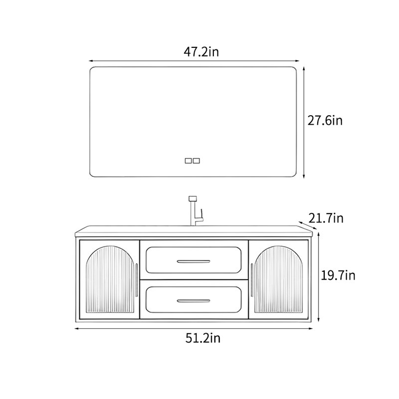 Meuble-lavabo de style crème français, Gris clair, H 19,7 po x l 51,2 po x P 21,7 po