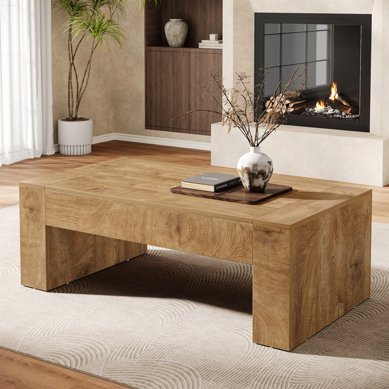 Table basse 51 pouces rectangulaire pour salon, Warm Rustic Brown