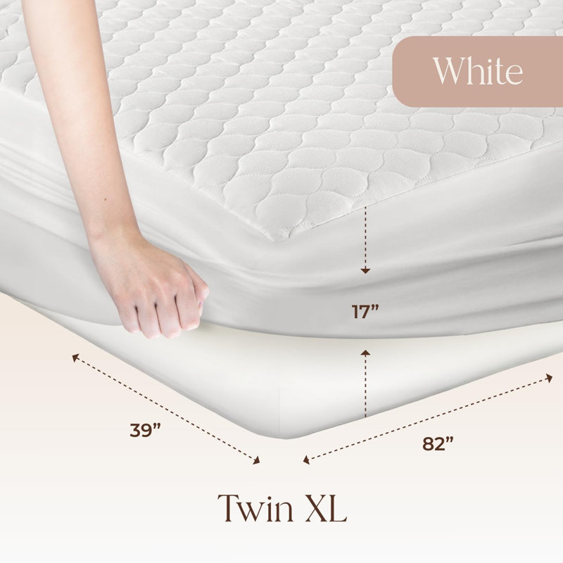 Protège-matelas 100% coton biologique - Protège-matelas respirant et rafraîchissant taille simple TG - Protège-matelas organique matelassé et silencieux lavable à la machine de qualité supérieure 300GSM (blanc, simple TG)