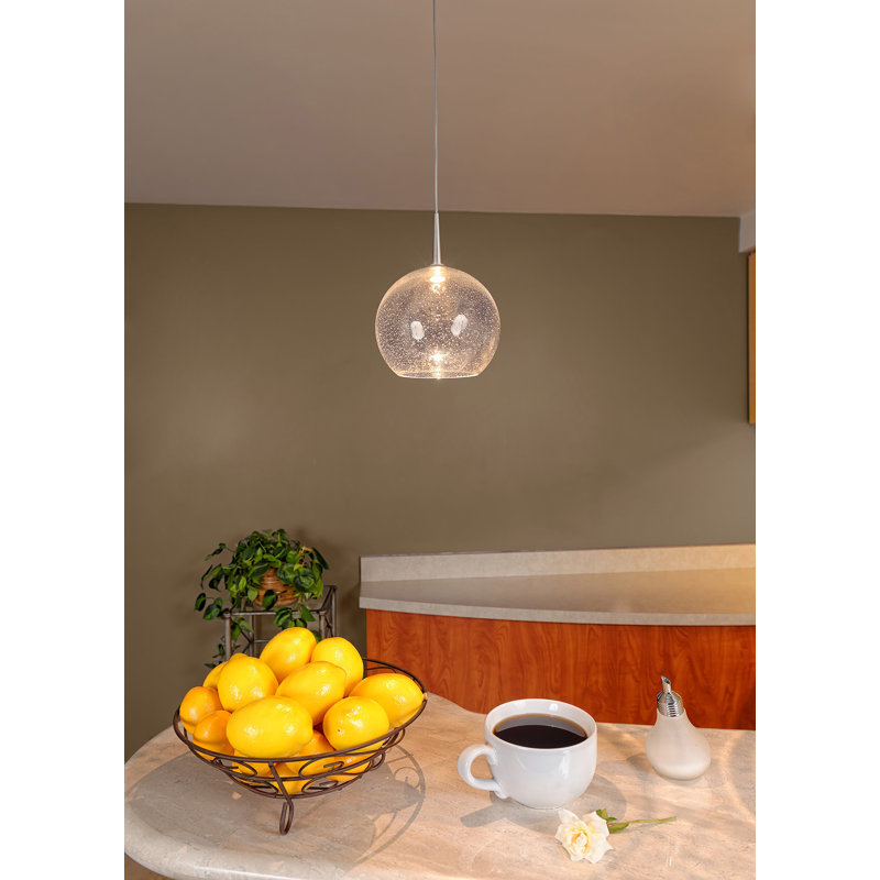 Luminaire suspendu sphère 1 lumière Bobo, Verre turquoise