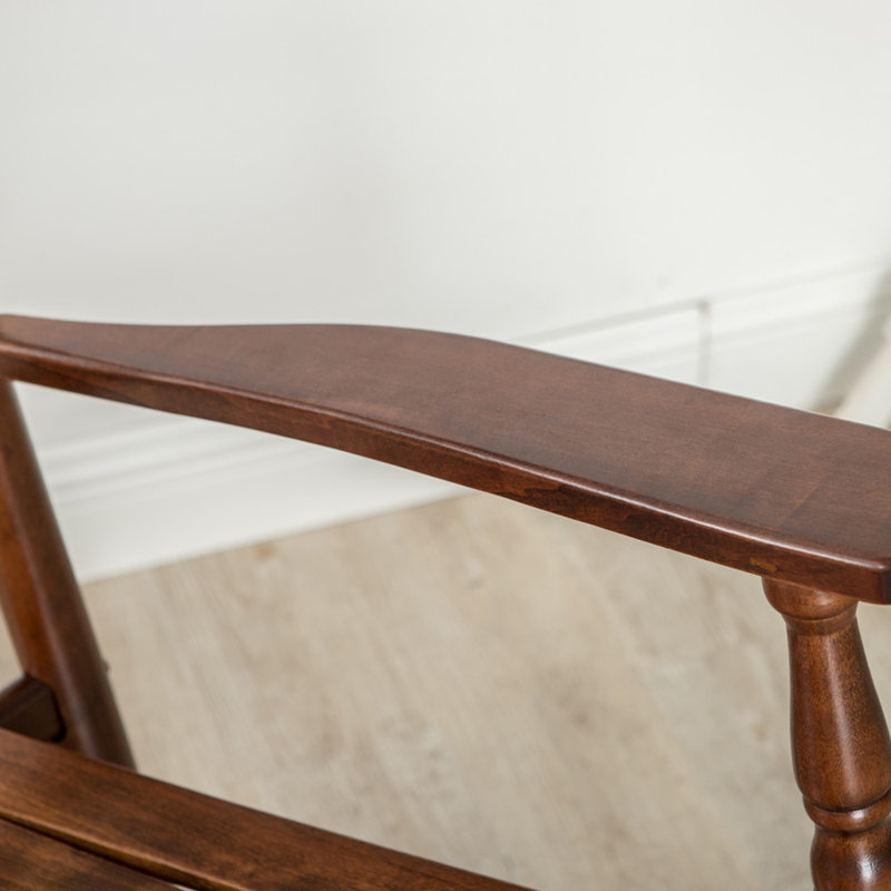 Chaise berçante d'extérieur en bois pour terrasse et porche Stroman, Brun