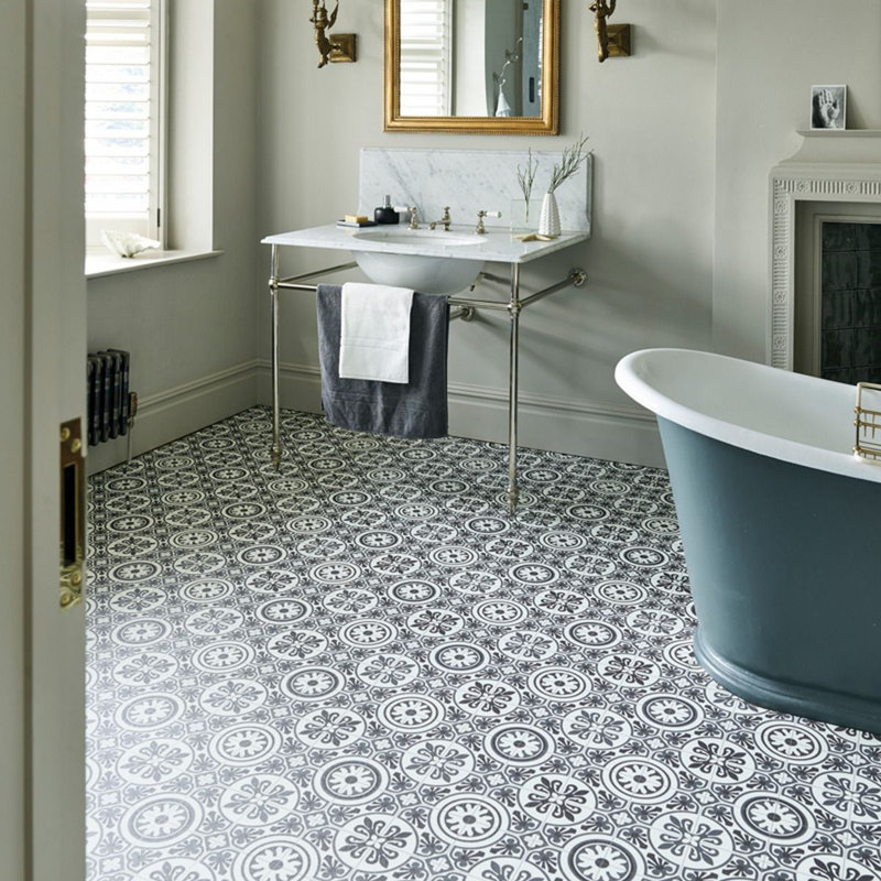 Designer Effect Vinyl Flooring For Living Room, Dining Room, Hallways, 2.3mm Thick Cushion Backing Vinyl Sheet 400cm X 300cm
