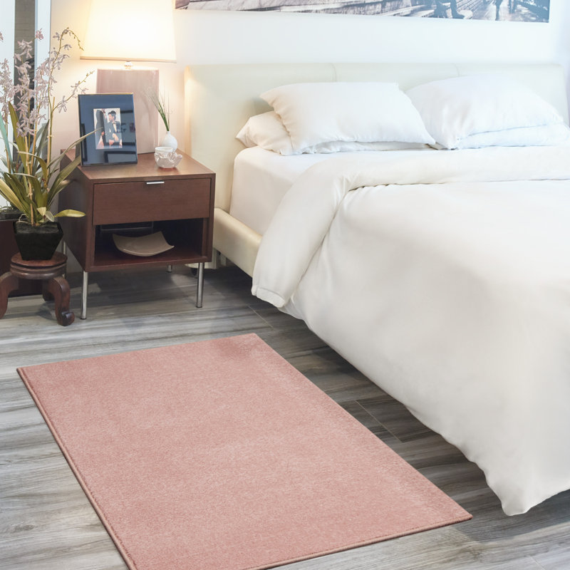 Mullican Sandy Solid Pink Easy Care Indoor/Outdoor Area Rug, Rectangle 3' x 5'