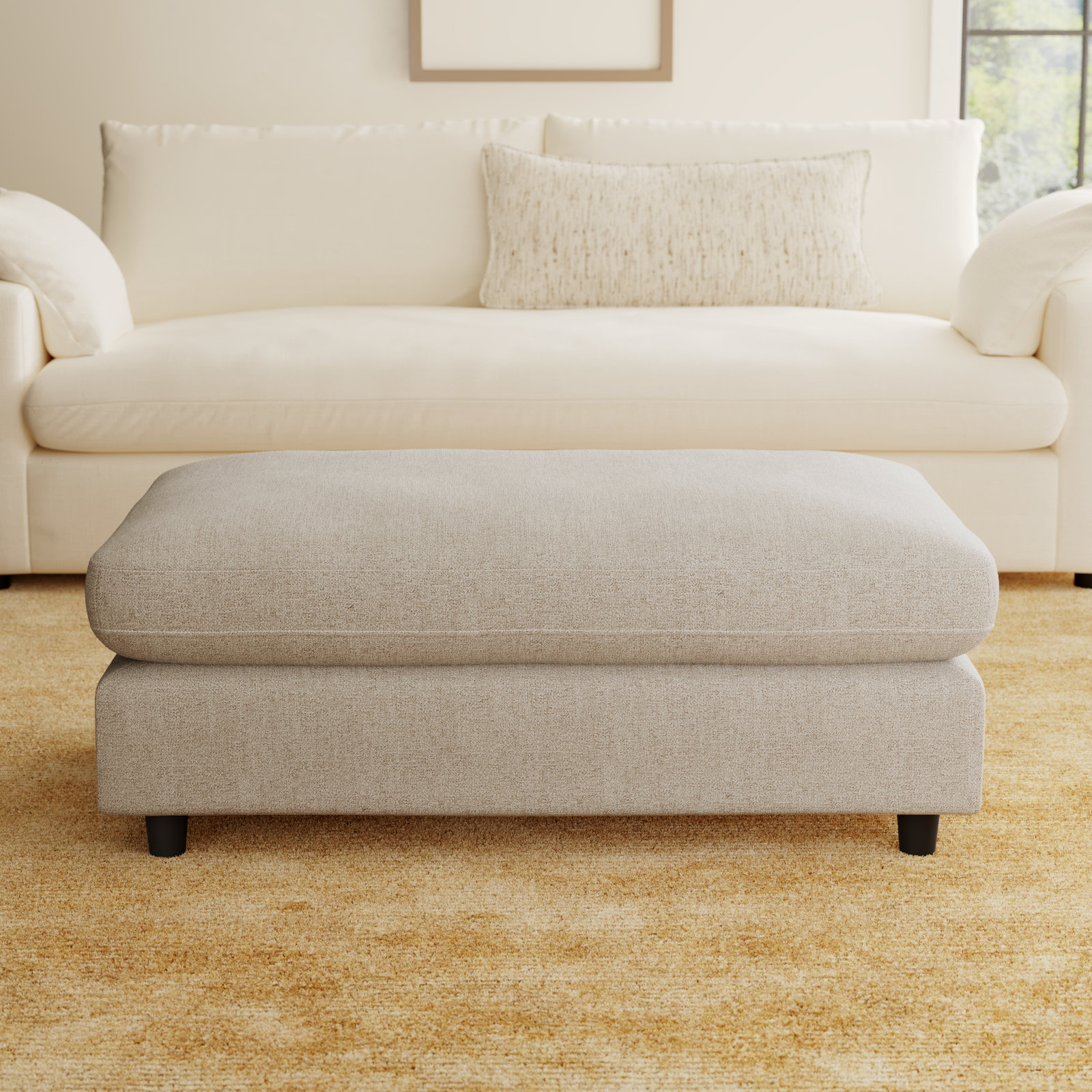 Fleetwood 45" Ottoman, Nathan Wheat Tweed