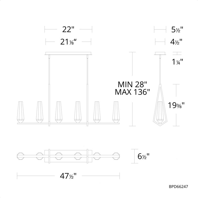 Devotion 6 - Light LED Pendant, Aged Brass