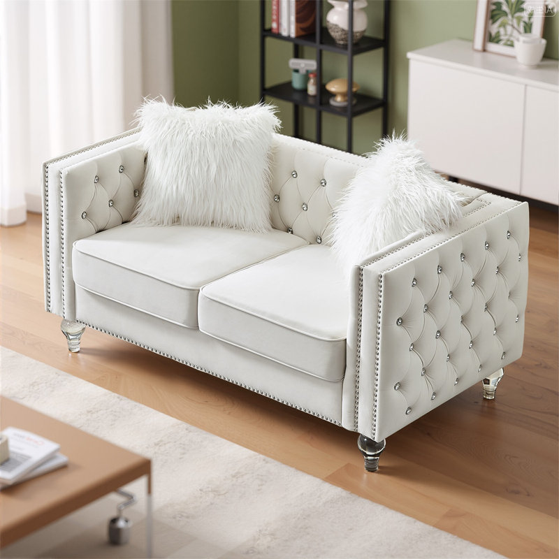 Paco 74" Fabric Sofa with Spring Cushion, Modern Couch with Deep Seat, Sofa for Bedroom, Living Room, Beige