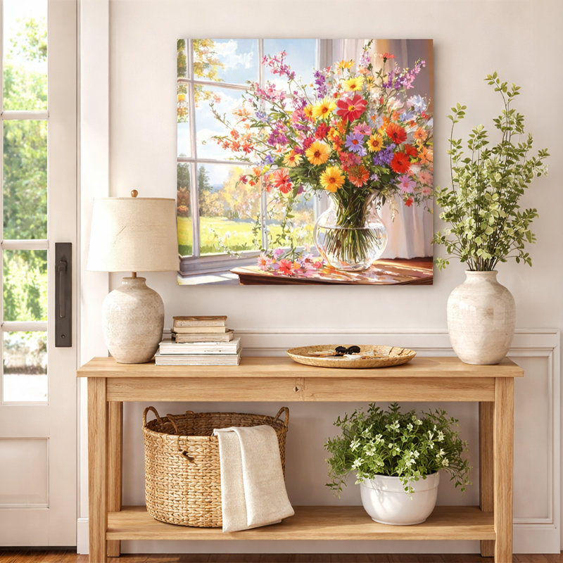 Spring Window Garden Wrapped Canvas Wall Art, l 40 po x H 40 po x P 1,5 po