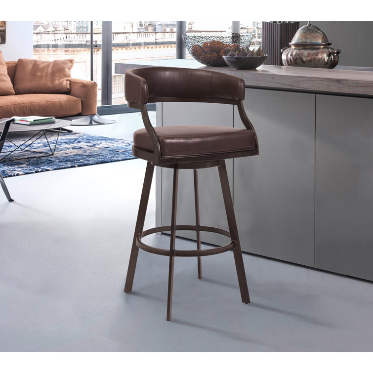 Dehn Swivel Faux Leather Counter & Bar Stool with Metal Base and Footrest, 1pc