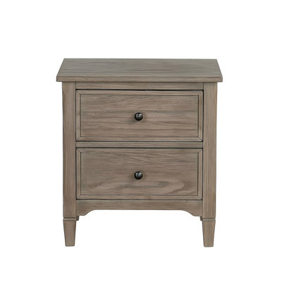 2-Drawer Nightstand With Round Bronze Pull Knobs