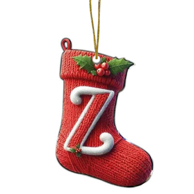 26 Letters Acrylic Christmas Stocking Ornaments Style Hanging Decor For Christmas Tree Festive Holiday Gift