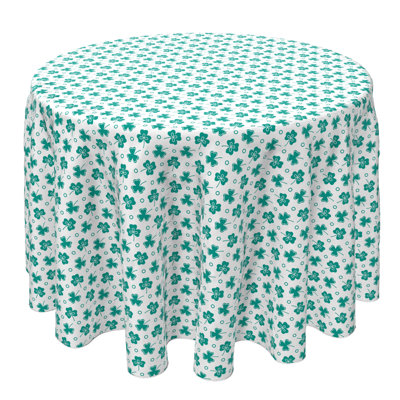 Round Floral Cotton Twill Tablecloth