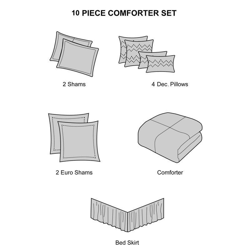 California King Gray Microfiber Geometric Comforter Set
