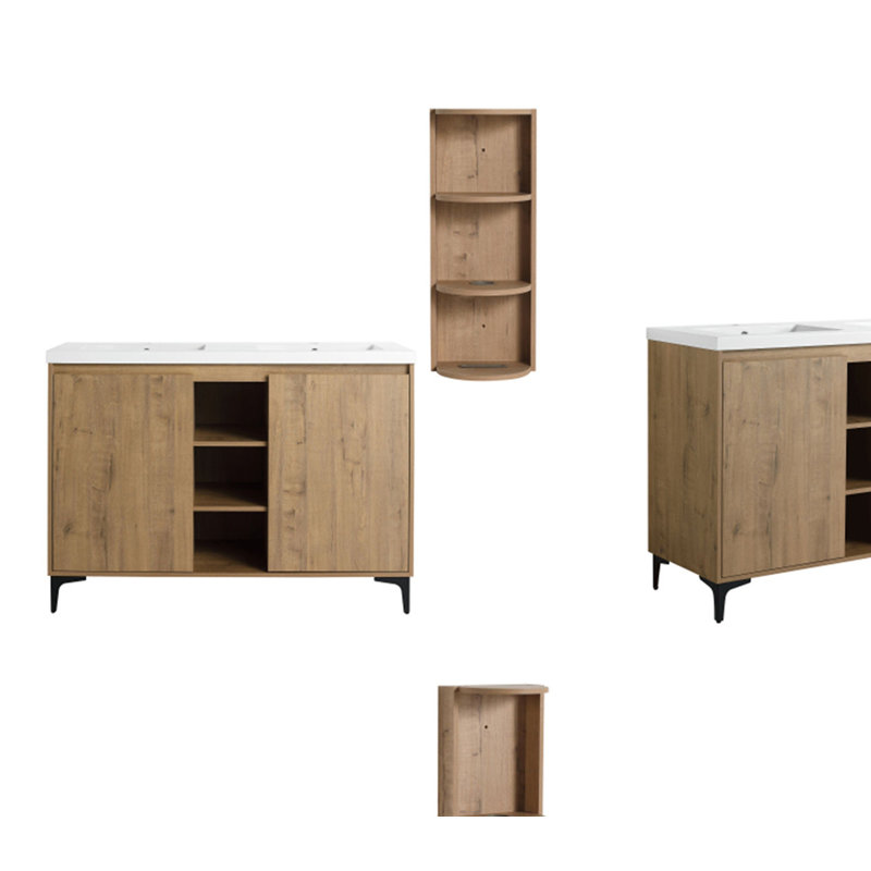 Meuble-lavabo autoportant 48 po avec double lavabo et support de rangement 48 po