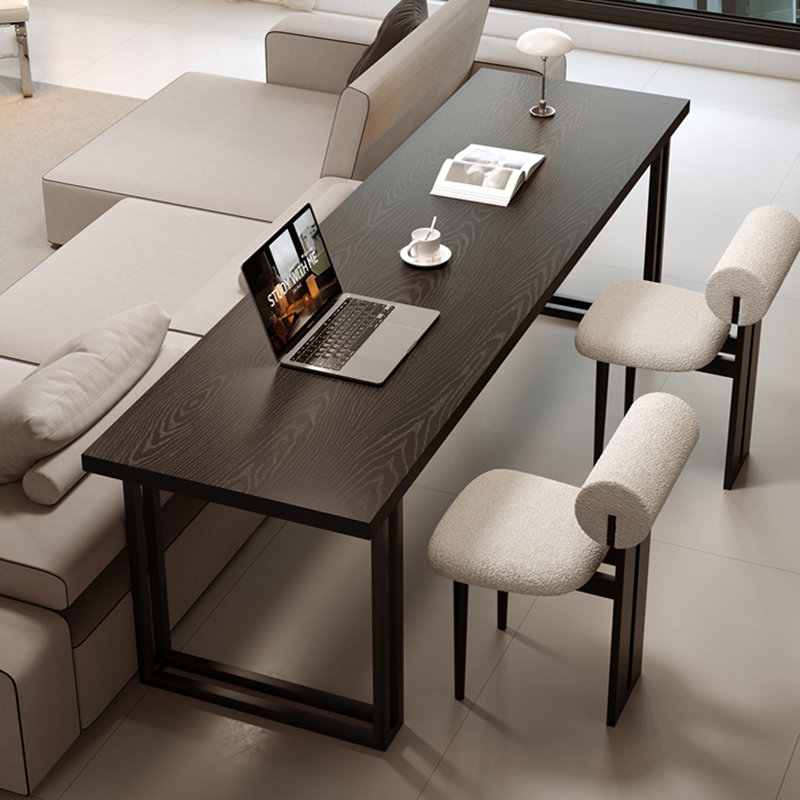 Bureau d'écriture rectangulaire en bois massif noir, H 29,53 po x l 78,74 po x P 23,62 po