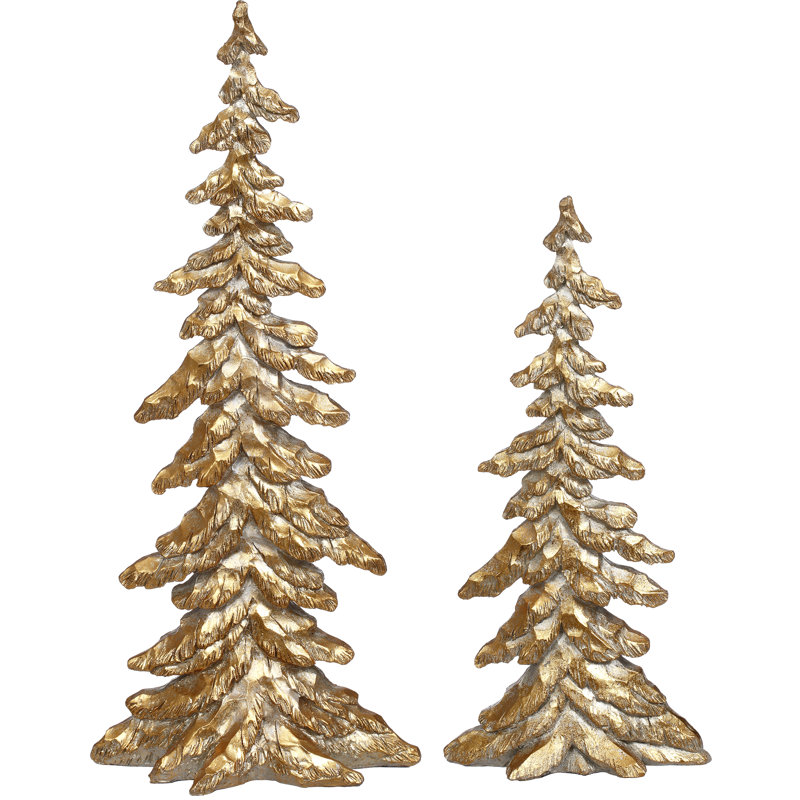 Golden Christmas Tree  - 12-16 Inches Set Of 2