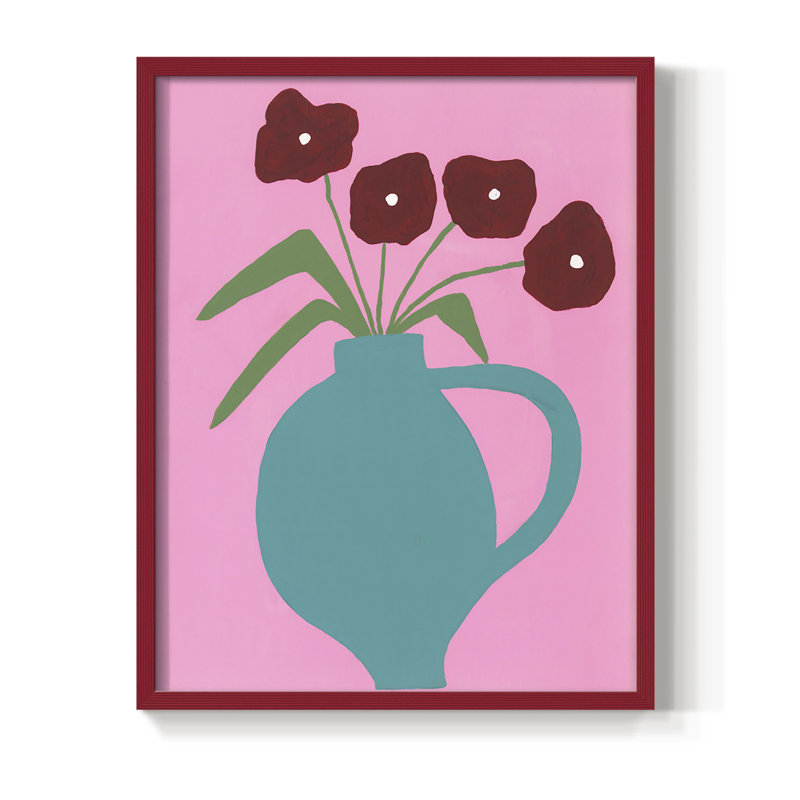 «Modern Blooms IV», reproduction encadrée - bois massif, H 11 po x l 9 po, Rouge