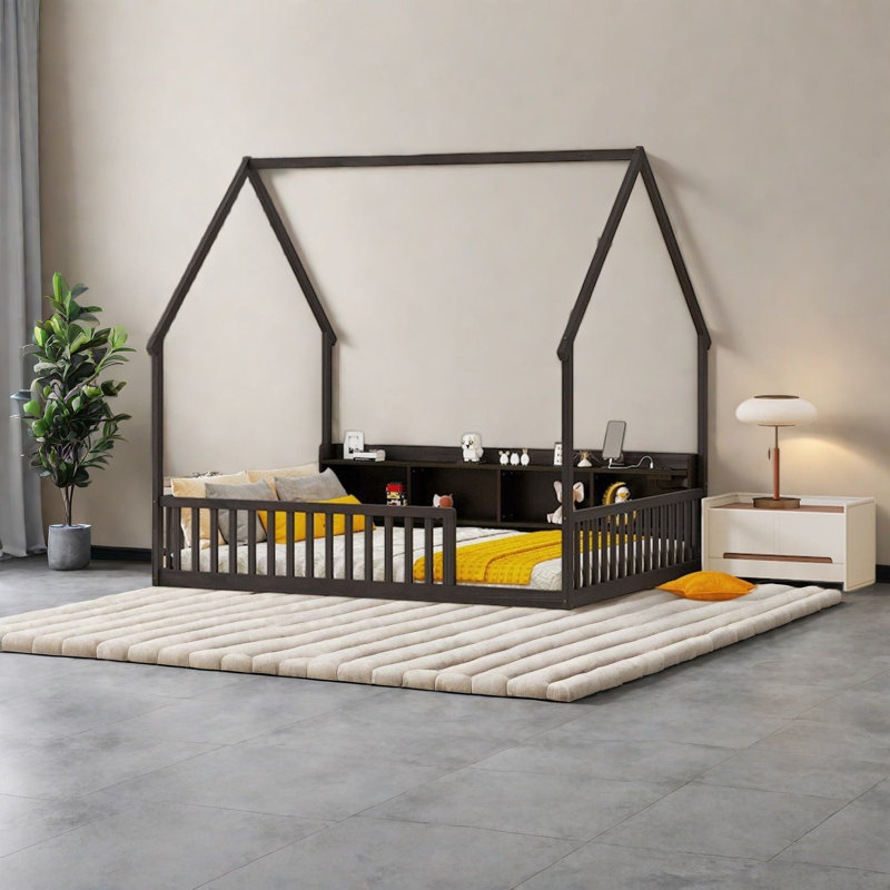 Lits avec rangement, lit double en bois de pin pour maison moderne