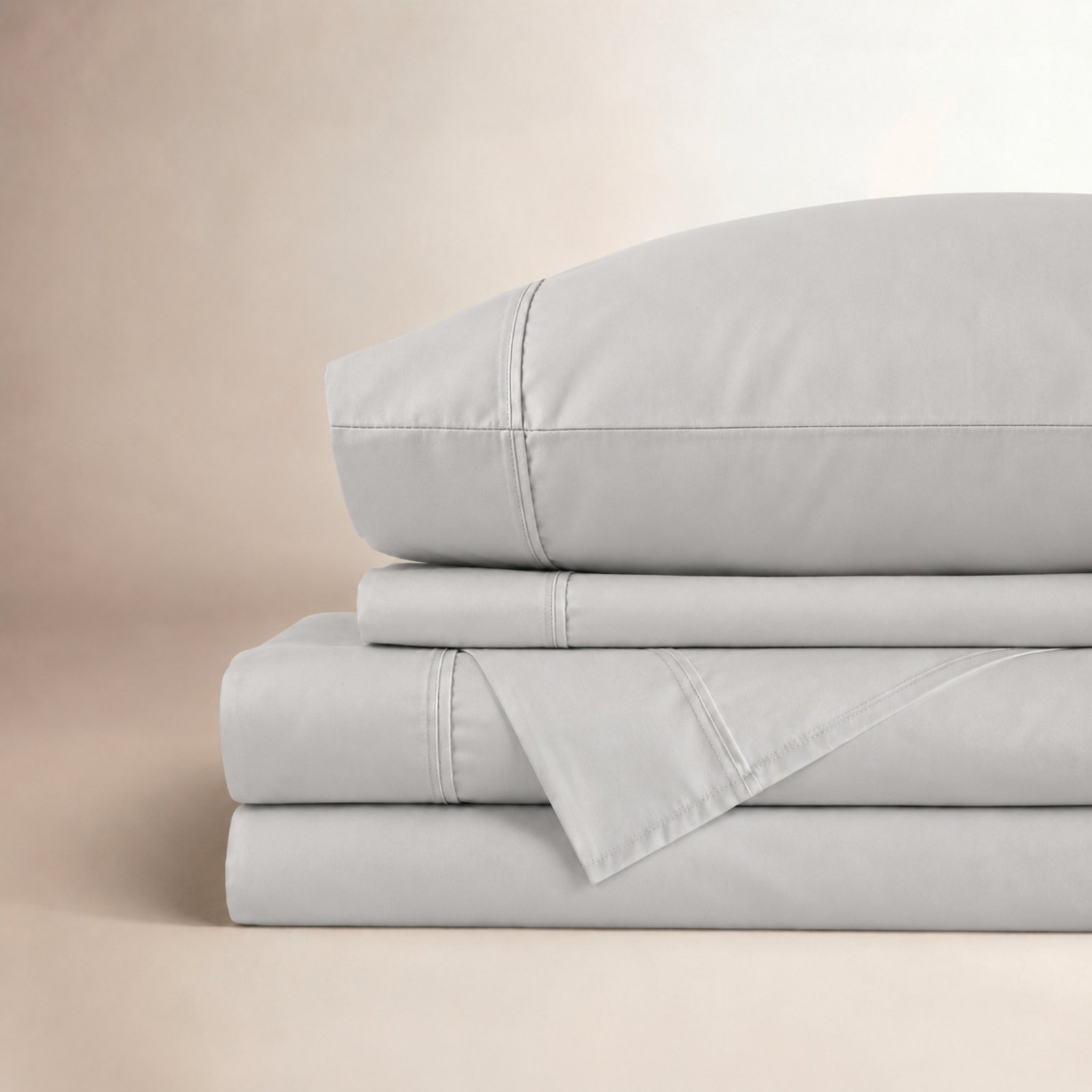 Danfield Cotton Sheet Set, King Sheet Set + 1 Fitted Sheet + 2 Pillowcases, Soft Gray