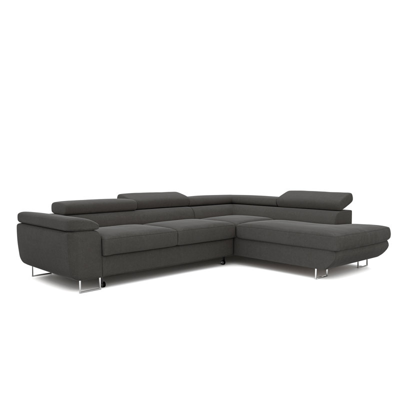 4 Seater Sofa Bed, Dark Grey, Right Hand Facing