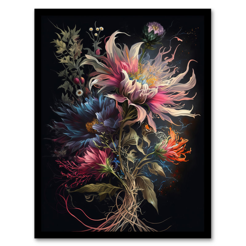 Elegant Wildflower Bouquet Floral Artwork Colourful Blooms - Single Picture Frame Print