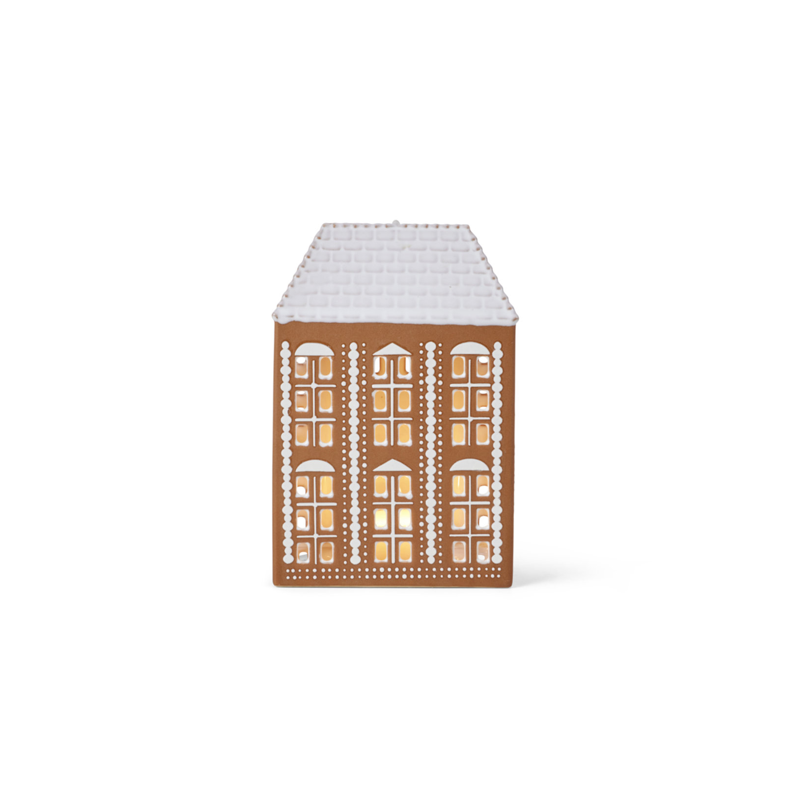 Gingerbread 6.7" Stoneware Tabletop Lantern