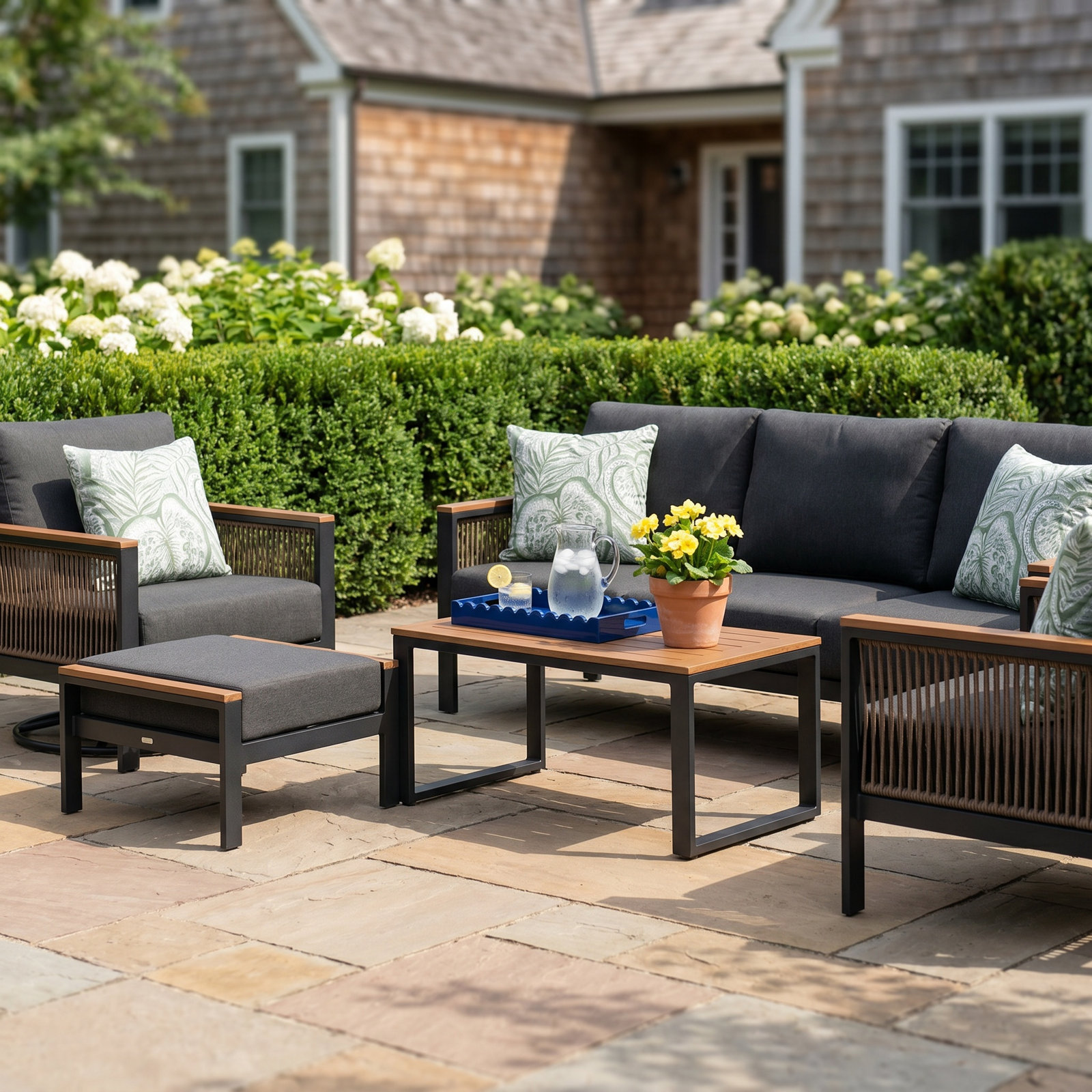 Townsend 7-Person Patio Seating Group, Canvas Black