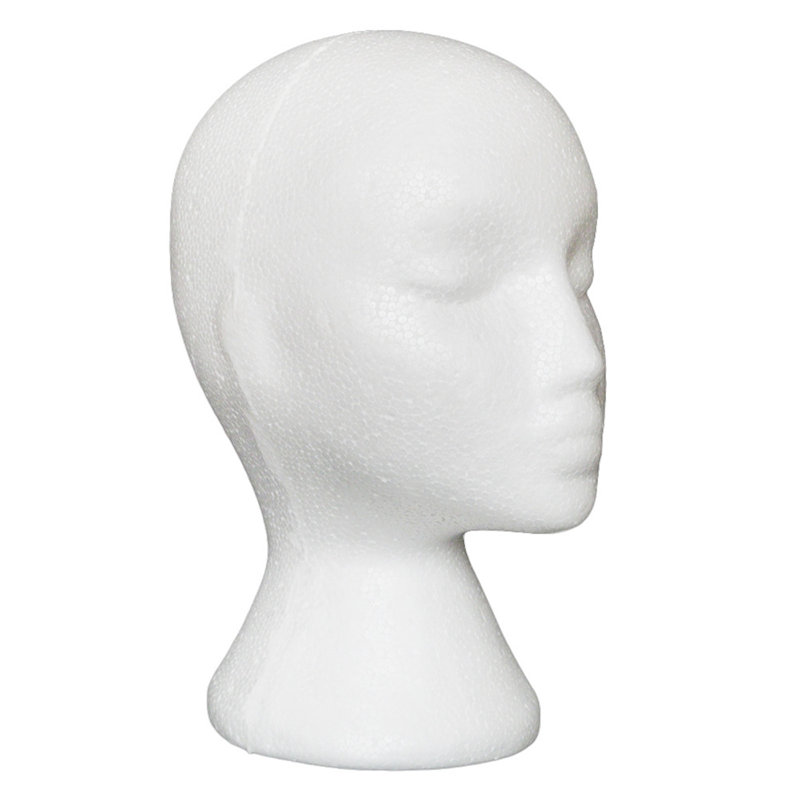 Tête de mannequin en mousse antidérapante pour présentoir de perruques et de lunettes - 21,06 po.