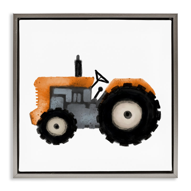 "Farm Tractor", encadrée par Elizabeth Medley, Cadre flottant gris lustré, H 18 po x l 18 po